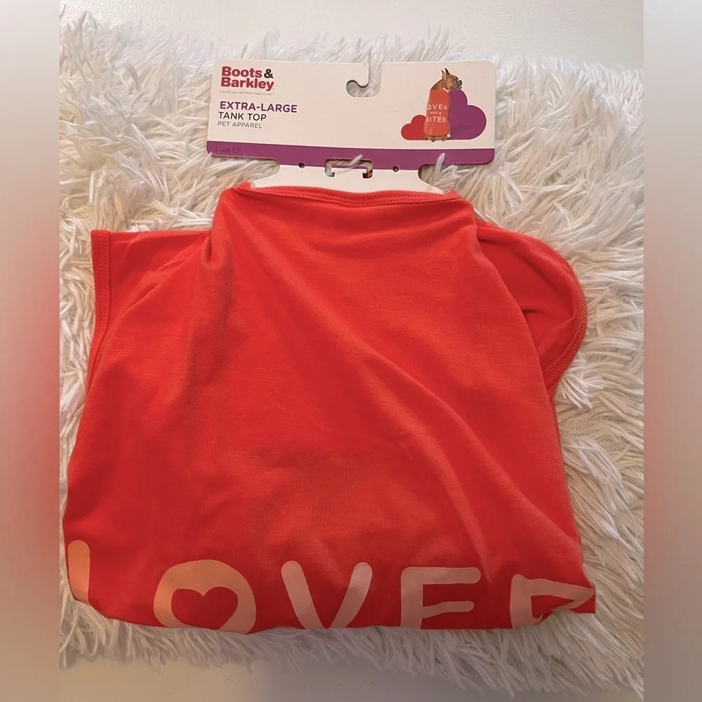 Boots & Barkley NWT XL pet tank “Lover Not A Bitter” logo in orange. Up to 100lb
